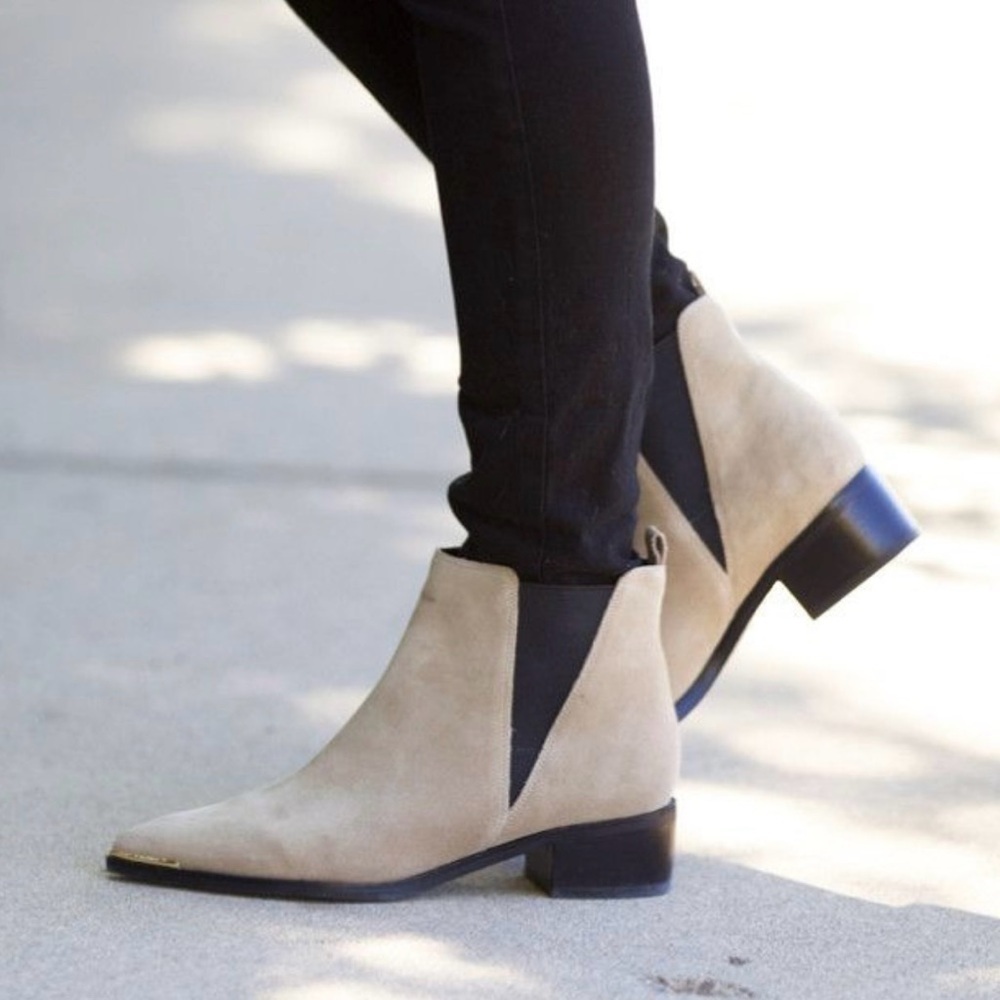 Marc Fisher Sand Suede Chelsea Ankle Booties